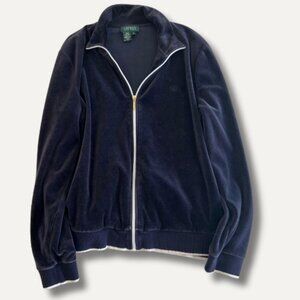Lauren Ralph Lauren Velour Zip Up – Navy – Women’s XL